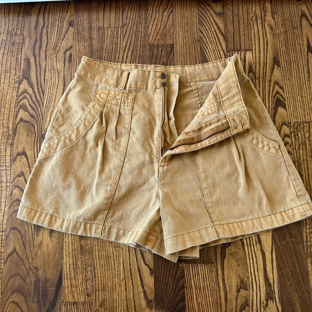 100% Cotton Tan High Waisted Shorts